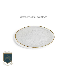 Assiette Ronde en verre Bordure Dorée - 27 cm